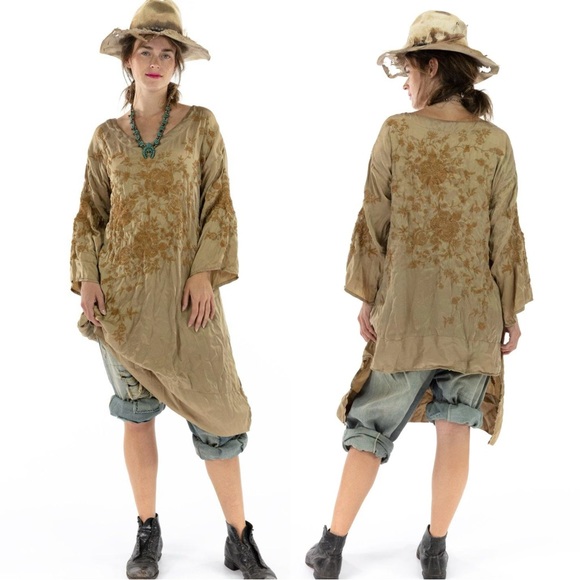 Magnolia Pearl Parnassus Tunic 100% Silk Embroidered Dress - Picture 12 of 13